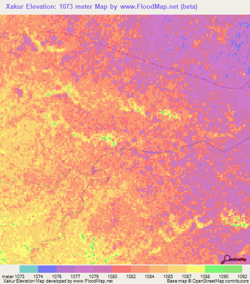 Xakur,China Elevation Map