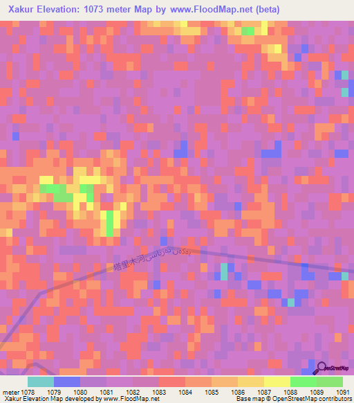 Xakur,China Elevation Map