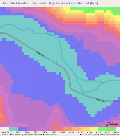 Xaidulla,China Elevation Map