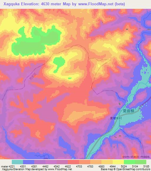 Xagquka,China Elevation Map