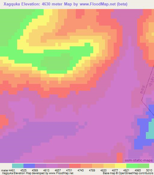 Xagquka,China Elevation Map