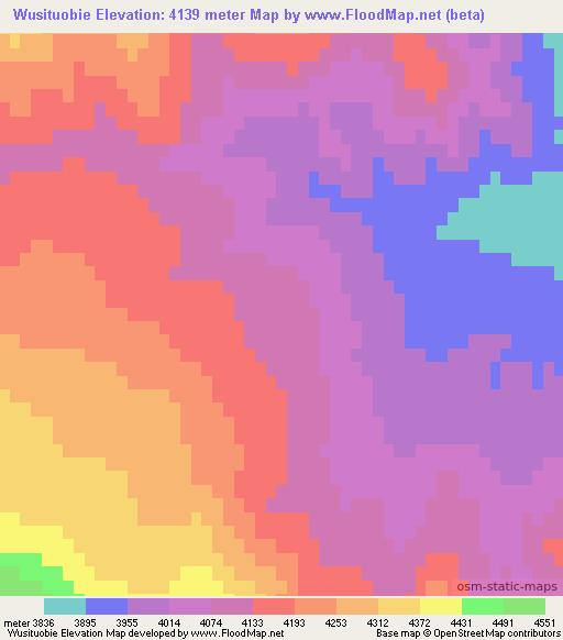 Wusituobie,China Elevation Map