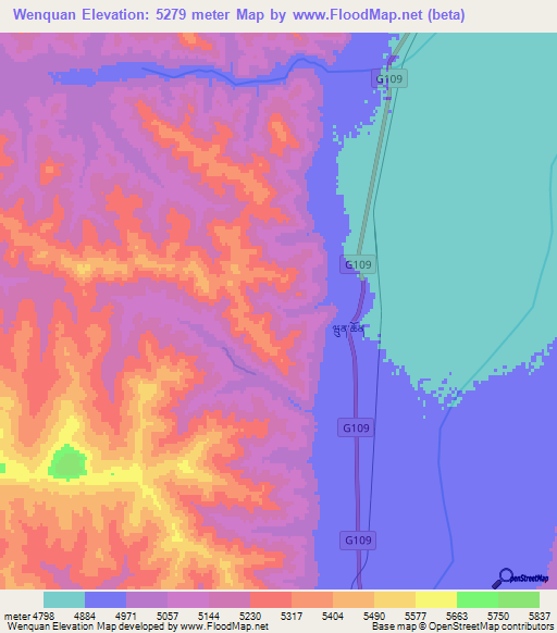 Wenquan,China Elevation Map
