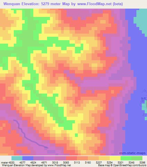 Wenquan,China Elevation Map