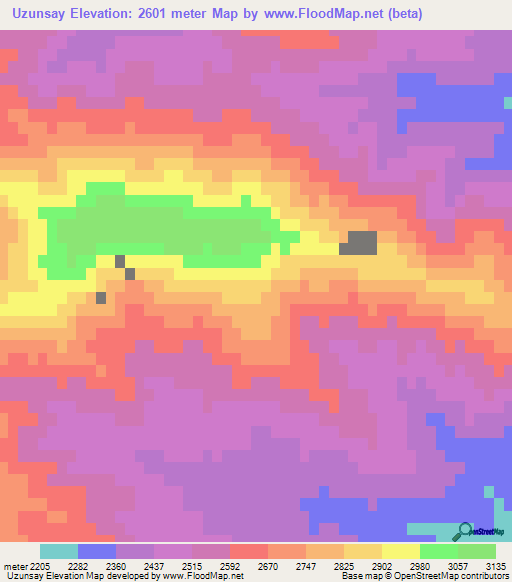 Uzunsay,China Elevation Map