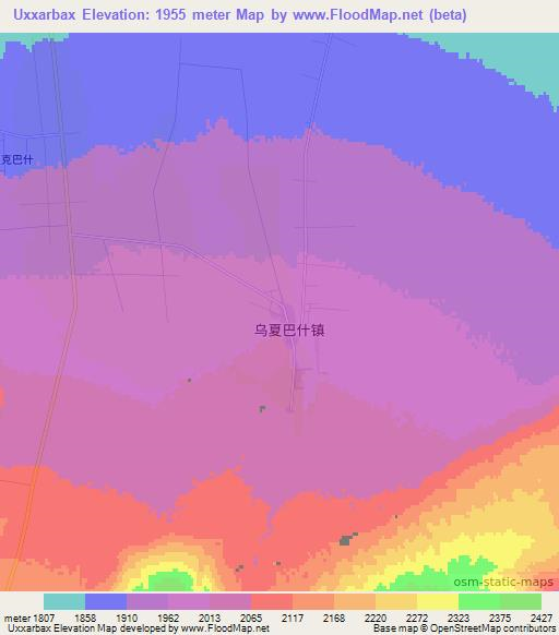 Uxxarbax,China Elevation Map
