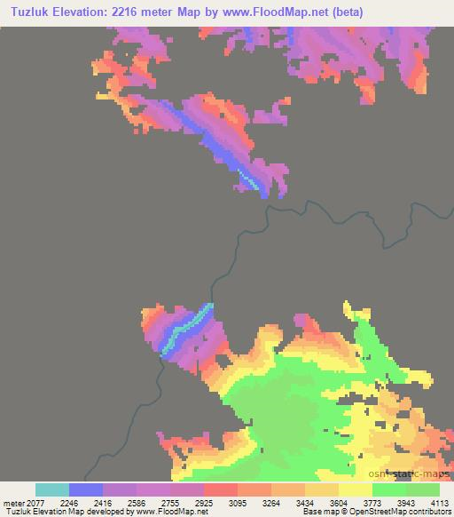 Tuzluk,China Elevation Map