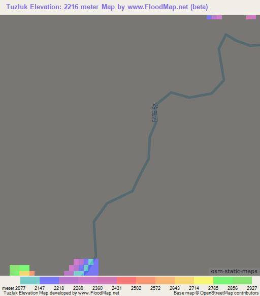 Tuzluk,China Elevation Map