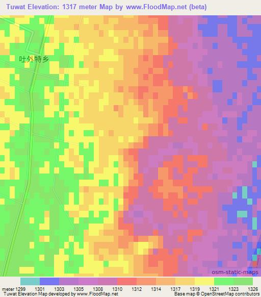 Tuwat,China Elevation Map