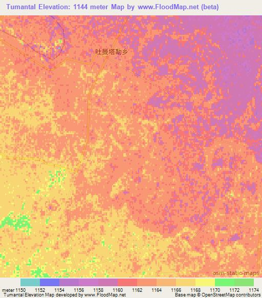 Tumantal,China Elevation Map