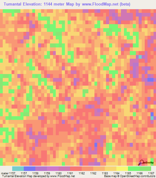 Tumantal,China Elevation Map