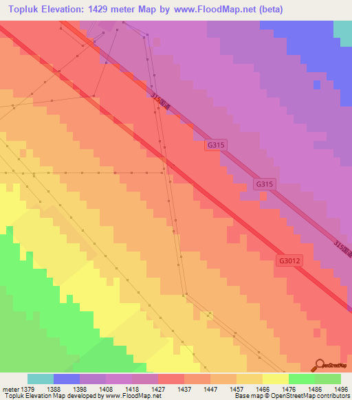 Topluk,China Elevation Map