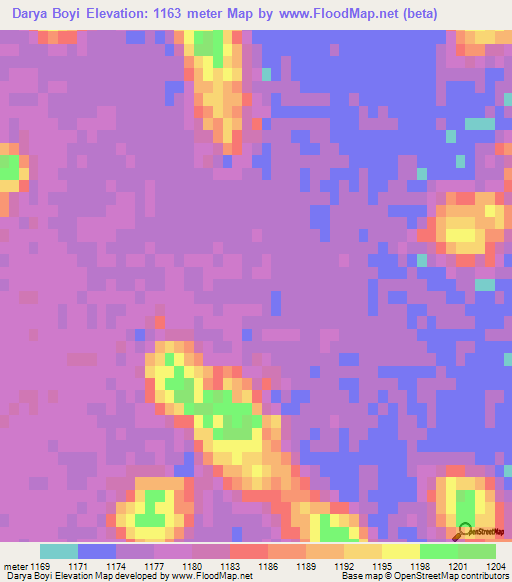 Darya Boyi,China Elevation Map