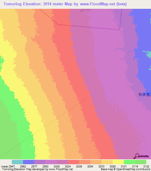 Tomorlog,China Elevation Map