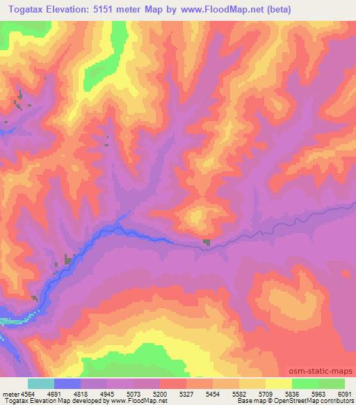 Togatax,China Elevation Map