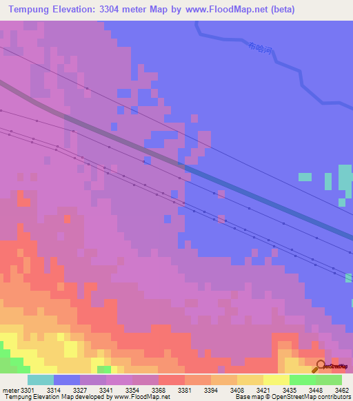 Tempung,China Elevation Map