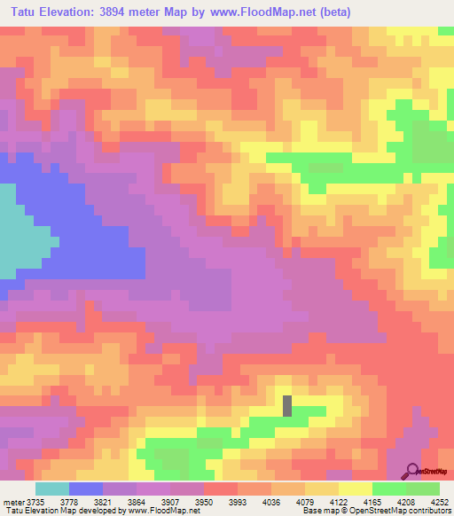 Tatu,China Elevation Map