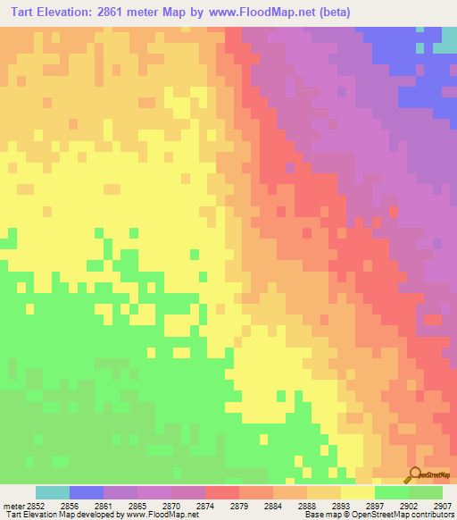 Tart,China Elevation Map