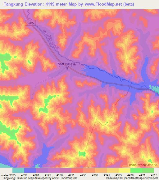 Tangxung,China Elevation Map