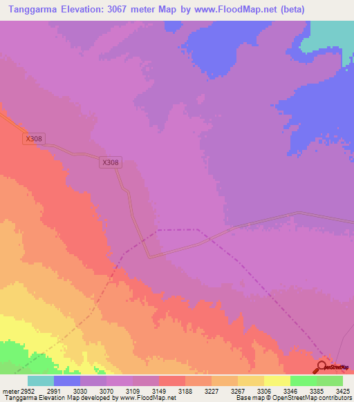 Tanggarma,China Elevation Map