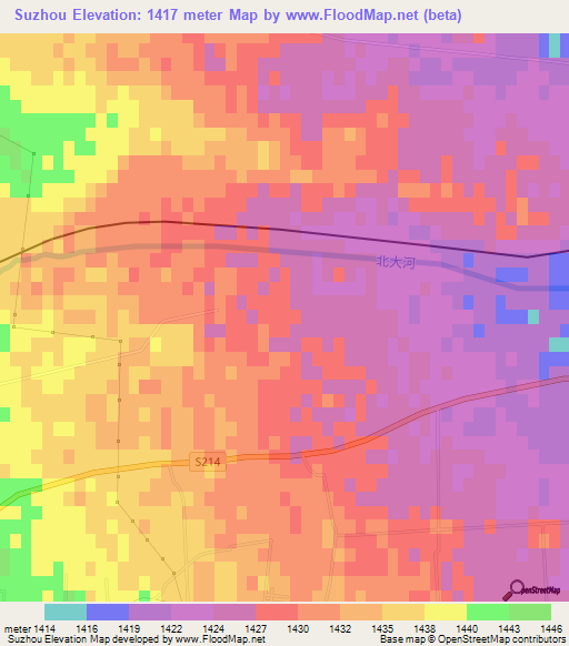 Suzhou,China Elevation Map