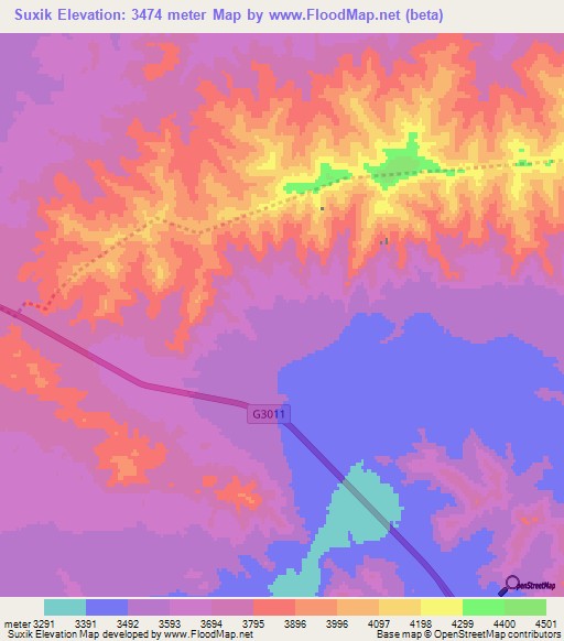 Suxik,China Elevation Map