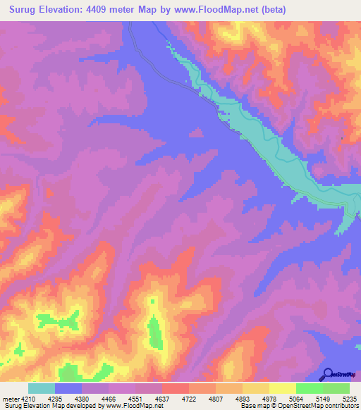 Surug,China Elevation Map