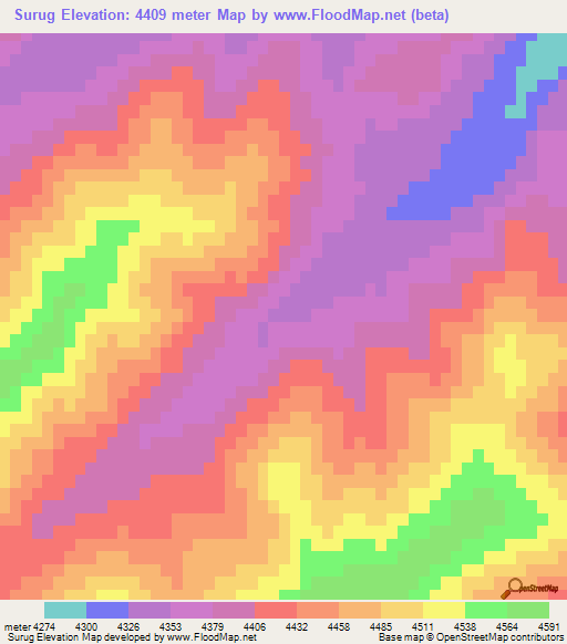 Surug,China Elevation Map