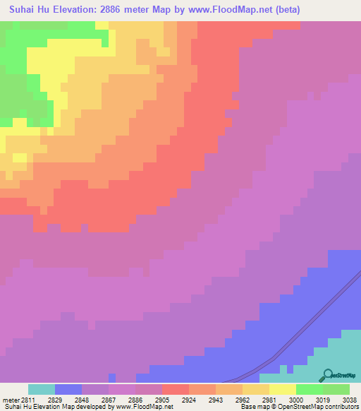 Suhai Hu,China Elevation Map