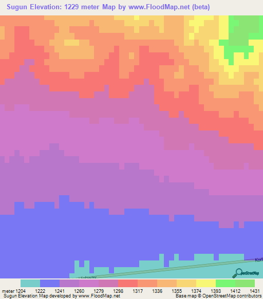 Sugun,China Elevation Map