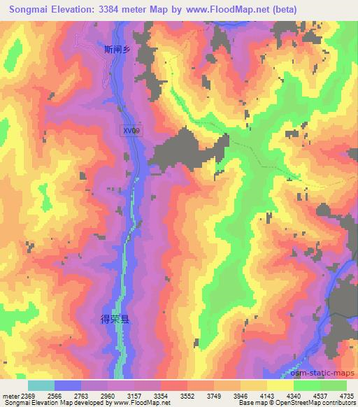 Songmai,China Elevation Map