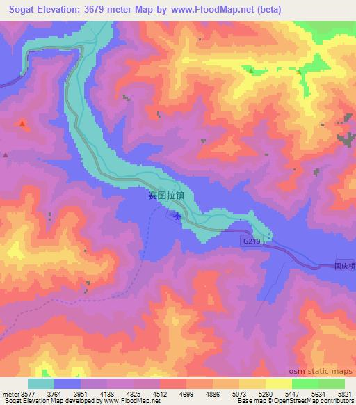 Sogat,China Elevation Map