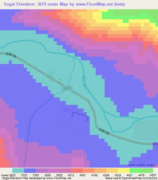 Sogat,China Elevation Map