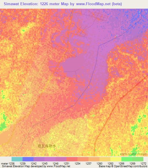 Simawat,China Elevation Map