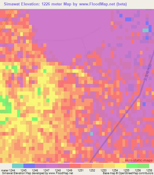 Simawat,China Elevation Map