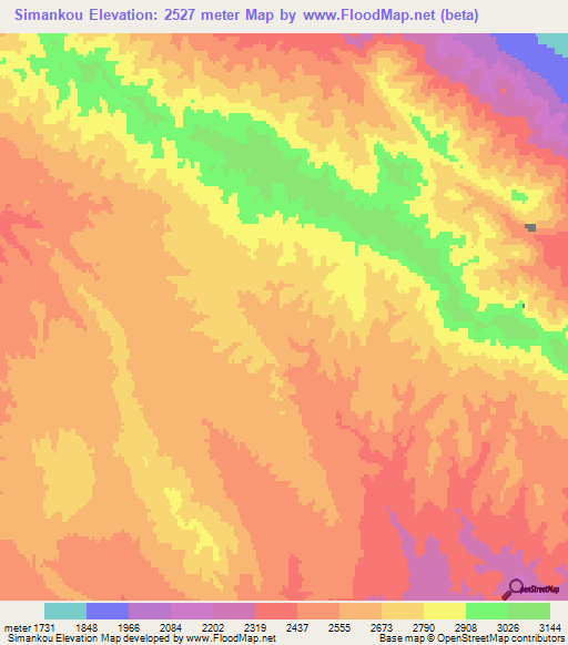 Simankou,China Elevation Map