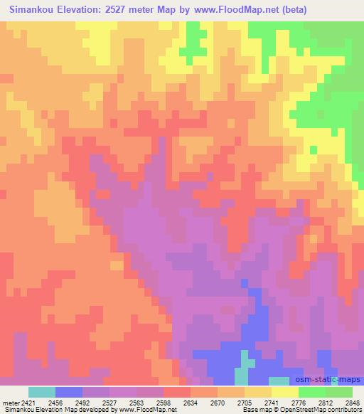 Simankou,China Elevation Map