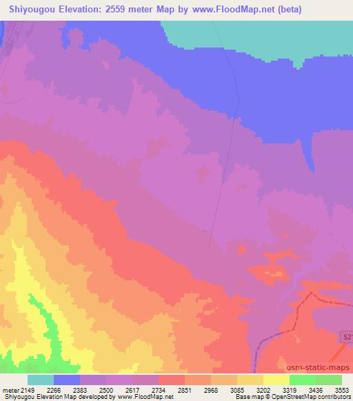 Shiyougou,China Elevation Map