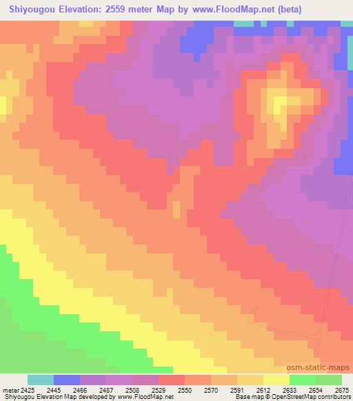 Shiyougou,China Elevation Map