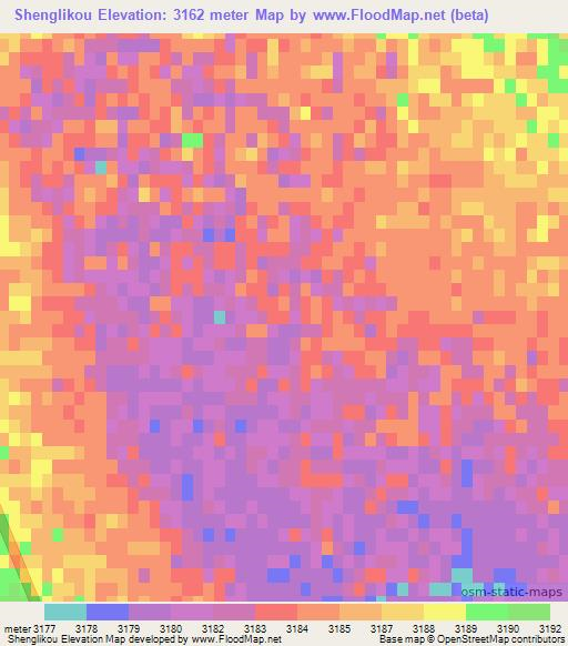 Shenglikou,China Elevation Map