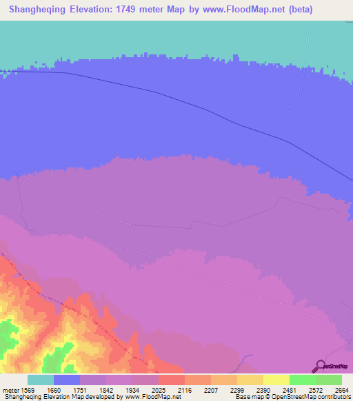 Shangheqing,China Elevation Map