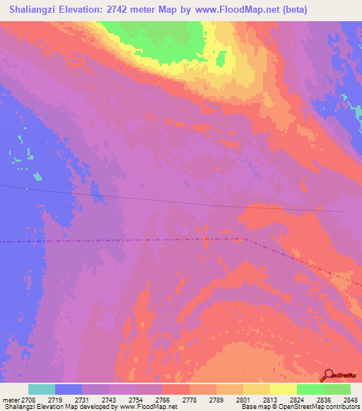 Shaliangzi,China Elevation Map
