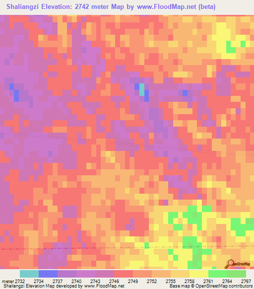 Shaliangzi,China Elevation Map