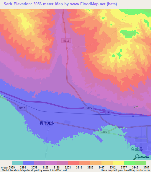 Serh,China Elevation Map
