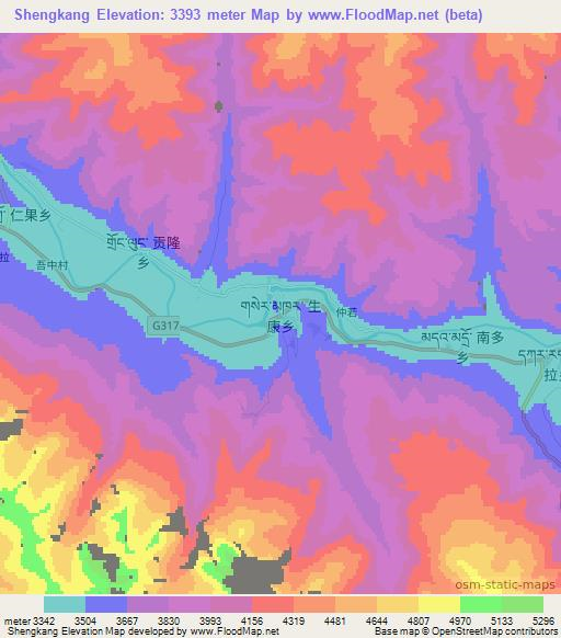 Shengkang,China Elevation Map