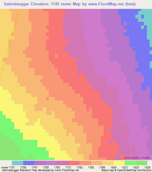 Satmalanggar,China Elevation Map