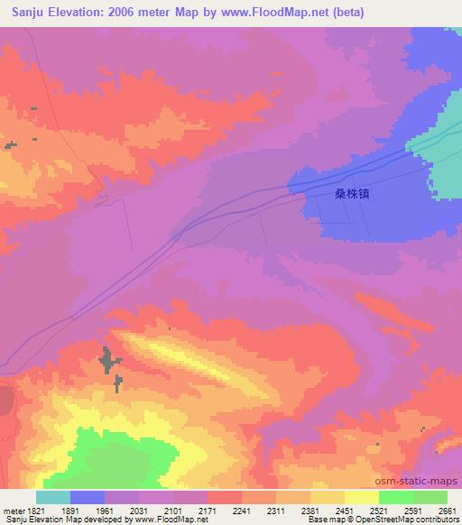 Sanju,China Elevation Map