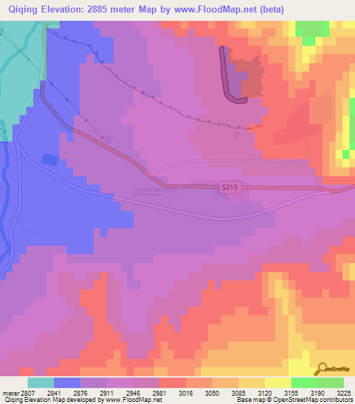Qiqing,China Elevation Map