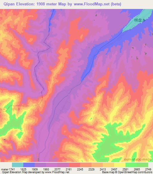 Qipan,China Elevation Map