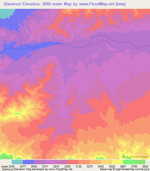 Qiaotouzi,China Elevation Map